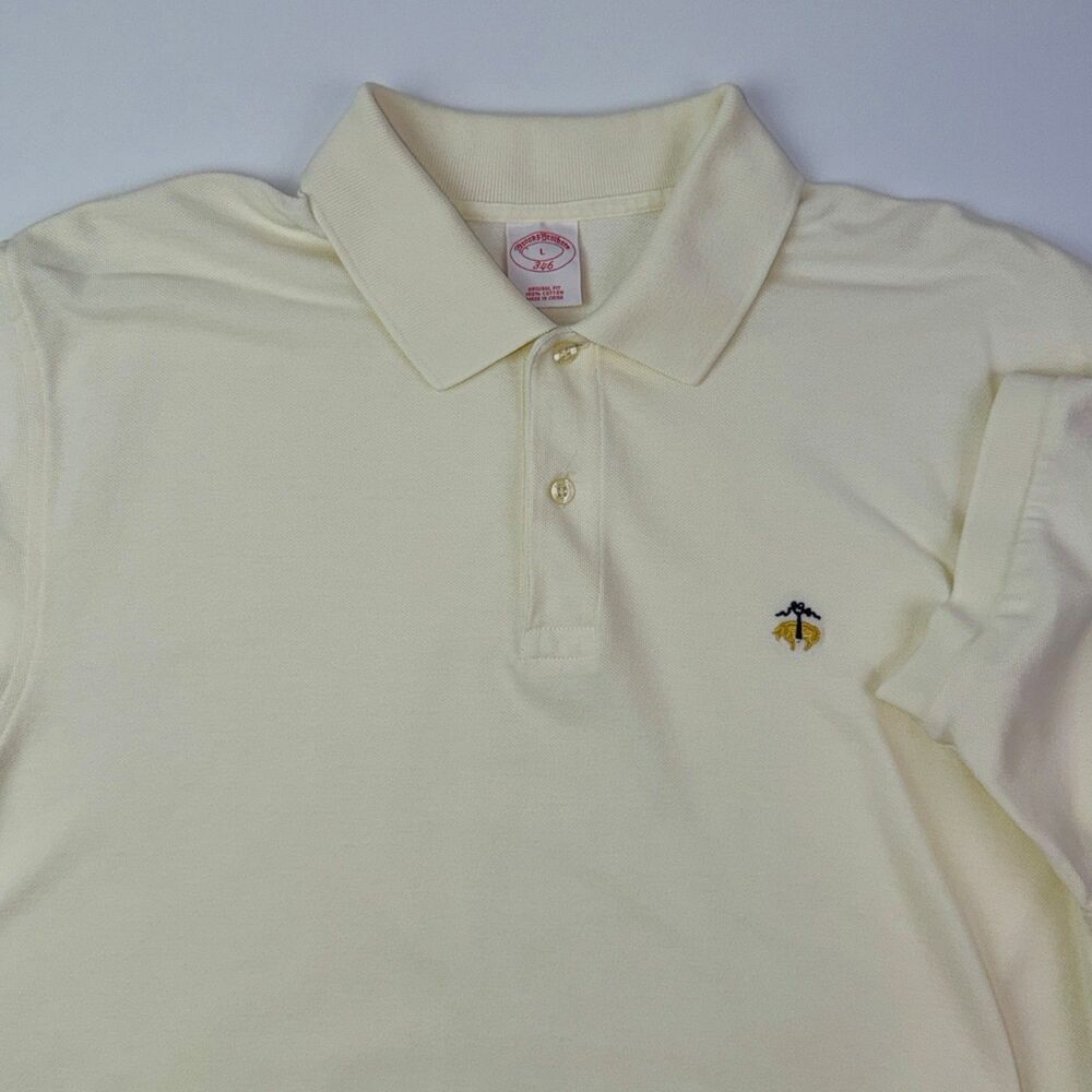 Brooks Brothers 346 Ivory Cotton Polo Shirt Large